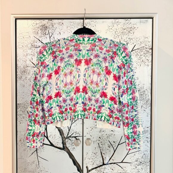 NWT $80 Talbots Womens XS Floral Print Dressy Shrug Bolero Crop Sweater Jacket - Picture 3 of 11